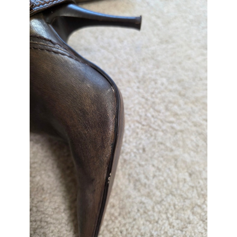 Carlos by Carlos Santana Bronze Metallic Leather Buckle‎ Ankle Boots Pointed Toe - Picture 13 of 14